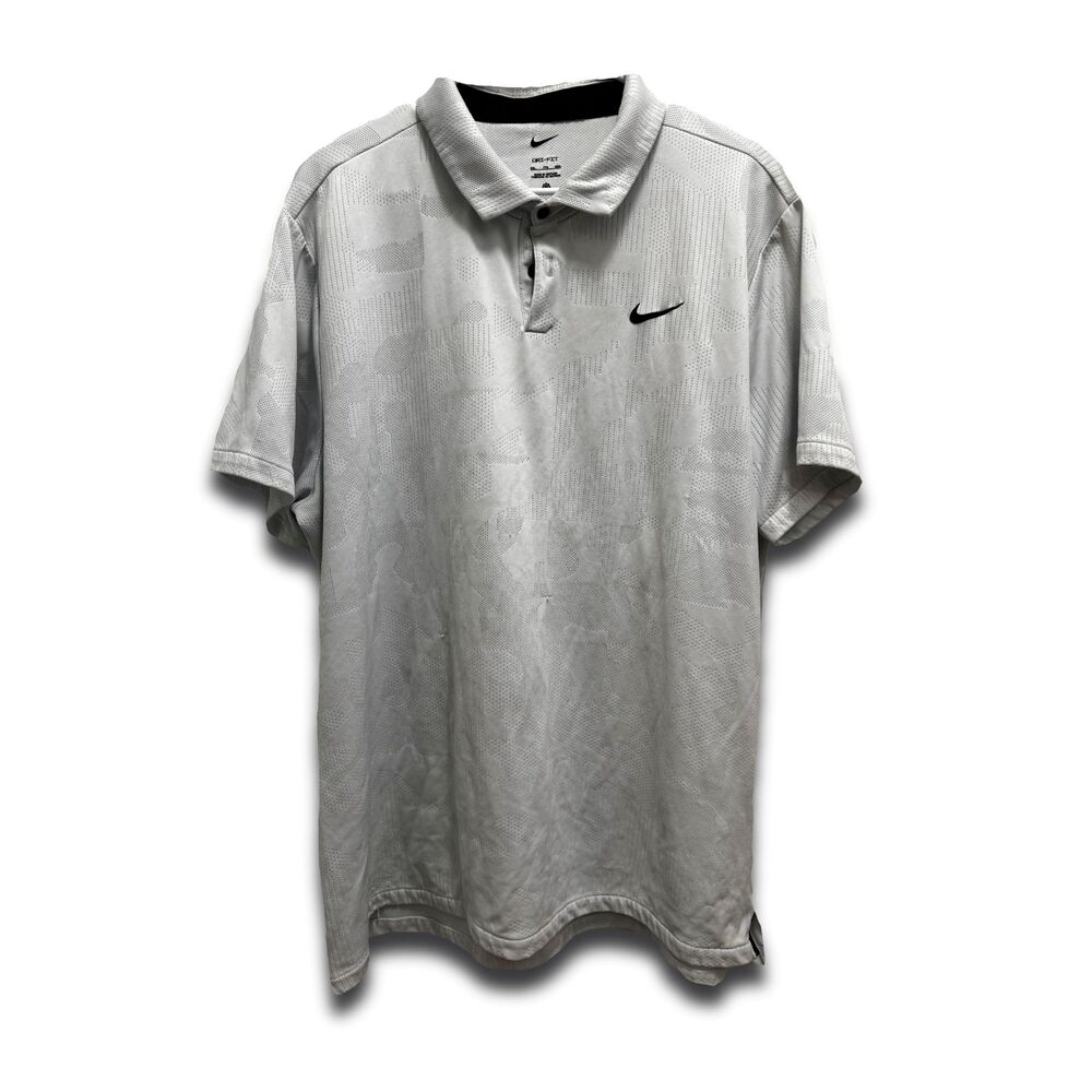 Nike Dri-FIT Textured Polo Shirt Light Grey Golf Casual Mens XXL